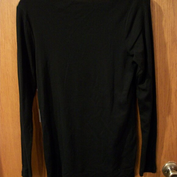 Caslon NWT SZ L Black LS Scoop Neck All Cotton Everyday Tee - Picture 2 of 6